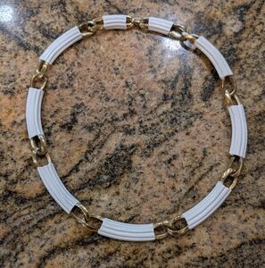 Vintage Crown Trifari Gold and White Necklace